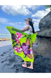 Hand Painted Flower Sarong in Green color